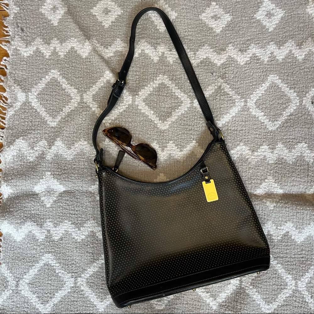 DOONEY & BOURKE vintage cabrio perforated yellow dot black Shoulder Bag